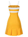 [Pre-Sale] Yellow 1960s Spaghetti Strap Colorblock Bow Dress