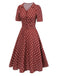 [Pre-Sale] Brick Red 1940s Ethnic Print Lapel Dress