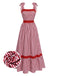 Red 1930s Striped Elegant Lace-Up Dress