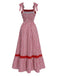 Red 1930s Striped Elegant Lace-Up Dress