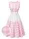 [Pre-Sale] Pink 1950s Plaids Patchwork Button Sleeveless Dress