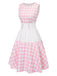 [Pre-Sale] Pink 1950s Plaids Patchwork Button Sleeveless Dress