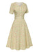 [Pre-Sale] Cream Color 1940s Ditsy Floral Belted Dress