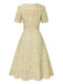 [Pre-Sale] Cream Color 1940s Ditsy Floral Belted Dress