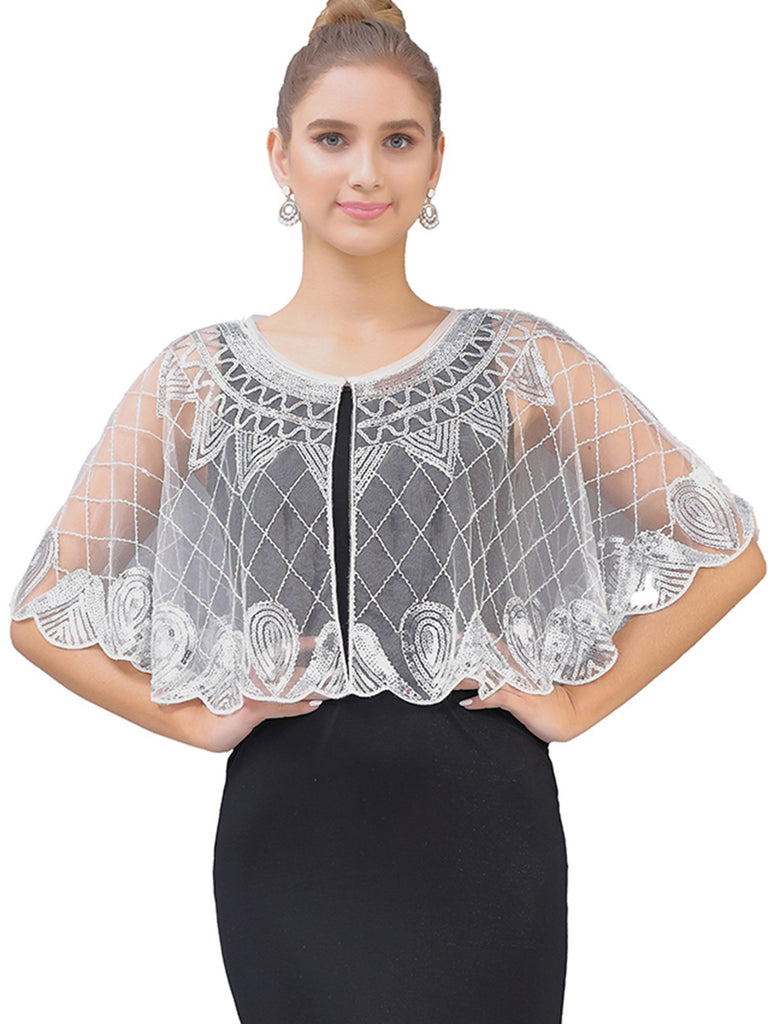 1920s Vintage Argyles Sequin Mesh Cape