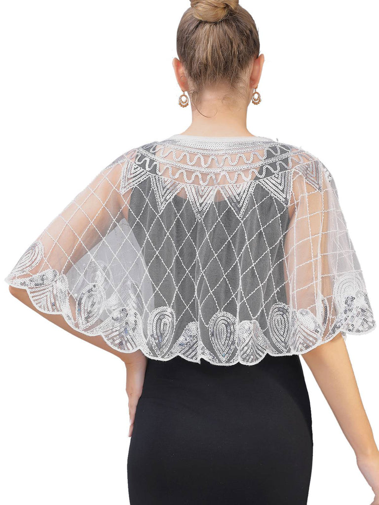 1920s Vintage Argyles Sequin Mesh Cape