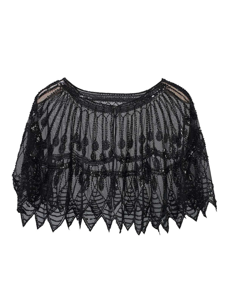 1920s Vintage Sequin Beading Mesh Cape