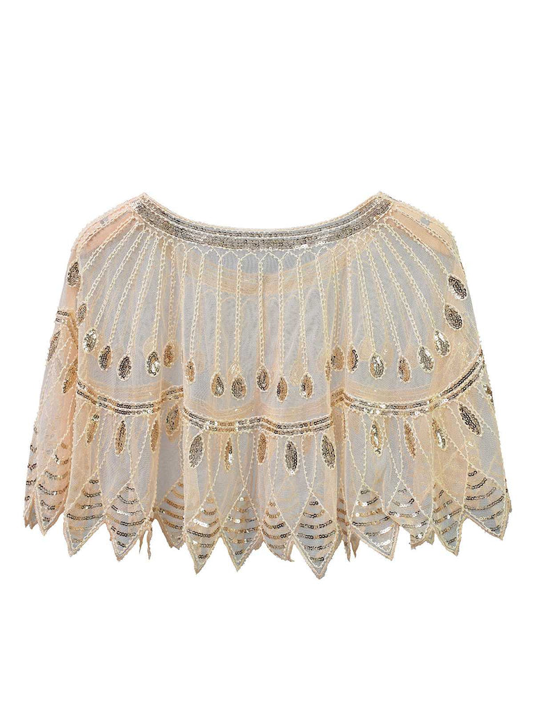 1920s Vintage Sequin Beading Mesh Cape