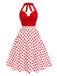 [Pre-Sale] Red 1950s Halter Patchwork Polka Dots Dress