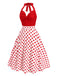 [Pre-Sale] Red 1950s Halter Patchwork Polka Dots Dress