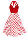 [Pre-Sale] Red 1950s Halter Patchwork Polka Dots Dress