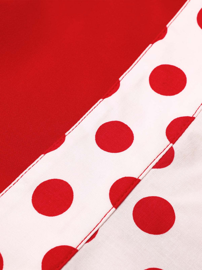 [Pre-Sale] Red 1950s Halter Patchwork Polka Dots Dress