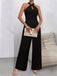 Black 1930s Solid Halter Sleeveless Jumpsuit