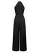 Black 1930s Solid Halter Sleeveless Jumpsuit