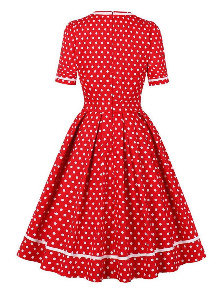 1950s Polka Dots Patchwork Swing Dress