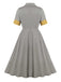 Gray 1950s Lapel Pocketed Swing Dress