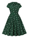 Green 1950s Peter Pan Collar Polka Dots Dress