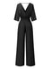 1940s Solid V-Neck Half Sleeves Jumpsuit