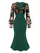 [Pre-Sale] Green 1930s Floral V-Neck Fishtail Dress