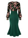 [Pre-Sale] Green 1930s Floral V-Neck Fishtail Dress