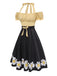 [Pre-Sale] 1950s Halter Puff Sleeve Daisy Bow Swing Dress