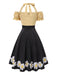 [Pre-Sale] 1950s Halter Puff Sleeve Daisy Bow Swing Dress