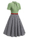 [Pre-Sale] 2PCS 1940s Green Tie-Neck Blouse & Plaid Skirt