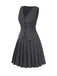 [Pre-Sale] 2PCS Dark Gray 1960s Pinstripes Top & Pleated Skirt