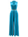 1930s V-Neck Lapel Pleated Wide-Leg Jumpsuit