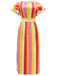 1970s Roman Stripes Ruffle Sleeve Dress