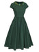 [Pre-Sale] Green 1950s Floral Tie Back Pleated Dress