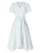 [Pre-Sale] White 1940s Cotton Slanted Tie Floral Dress