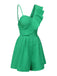 Green 1950s Suspender Ruffle Sleeves Textured Romper