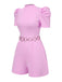 Pink 1950s Solid Puff Chain Belt Romper