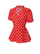 [Pre-Sale] Red 1940s Polka Dot V-Neck Wrap Blouse