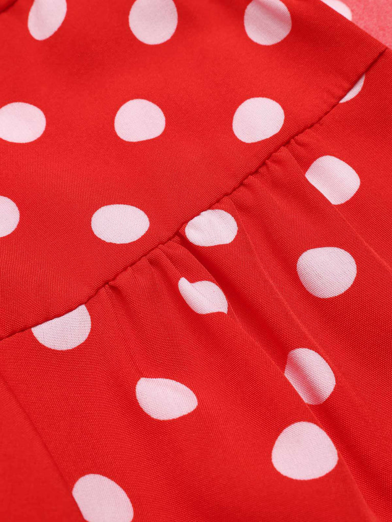 [Pre-Sale] Red 1940s Polka Dot V-Neck Wrap Blouse