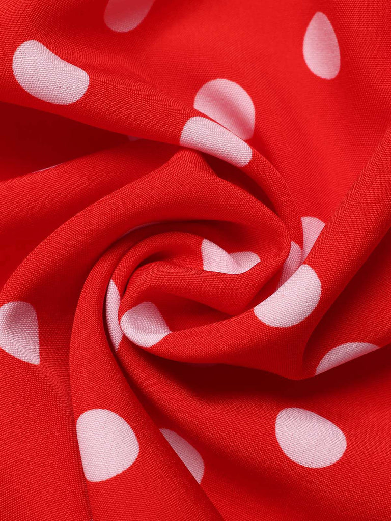 [Pre-Sale] Red 1940s Polka Dot V-Neck Wrap Blouse