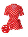 [Pre-Sale] Red 1940s Polka Dot V-Neck Wrap Blouse