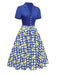 [Pre-Sale] Blue 1940s Check Lemon Lapel Cotton Dress