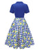 [Pre-Sale] Blue 1940s Check Lemon Lapel Cotton Dress