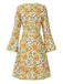 [Pre-Sale] Yellow 1970s Bowknot Hippie Sunflower Dress