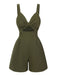 Green 1940s Solid Hollow-Out Twisted Romper