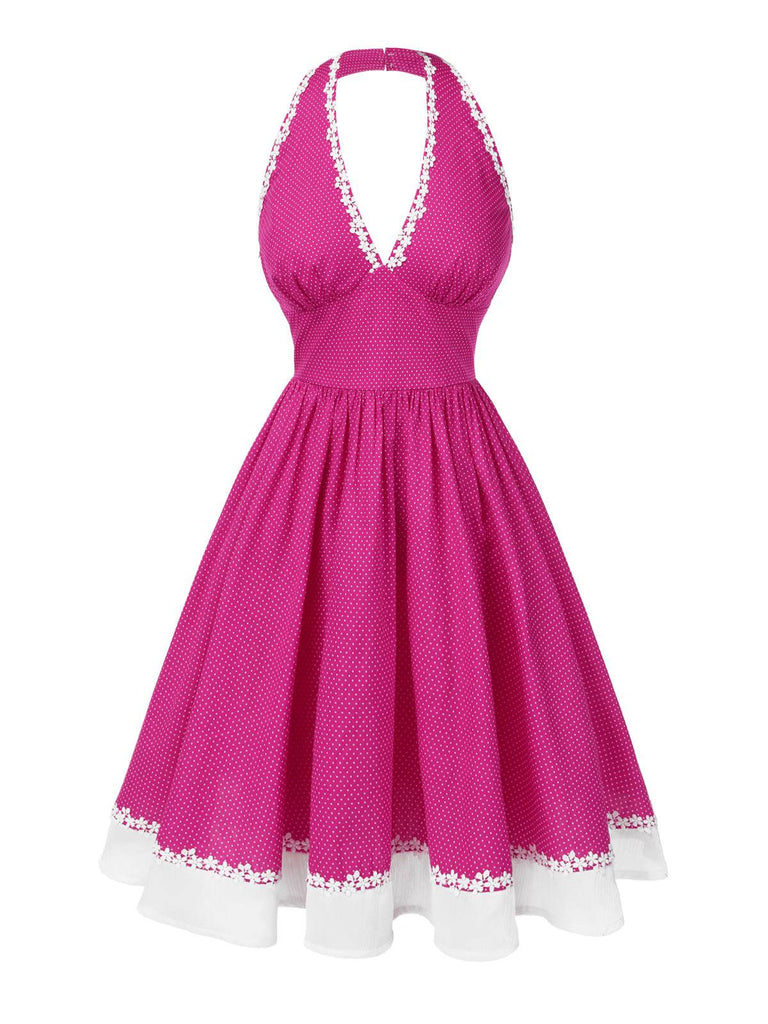 [Pre-Sale] Pink 1950s Polka Dots Halter Cotton Dress