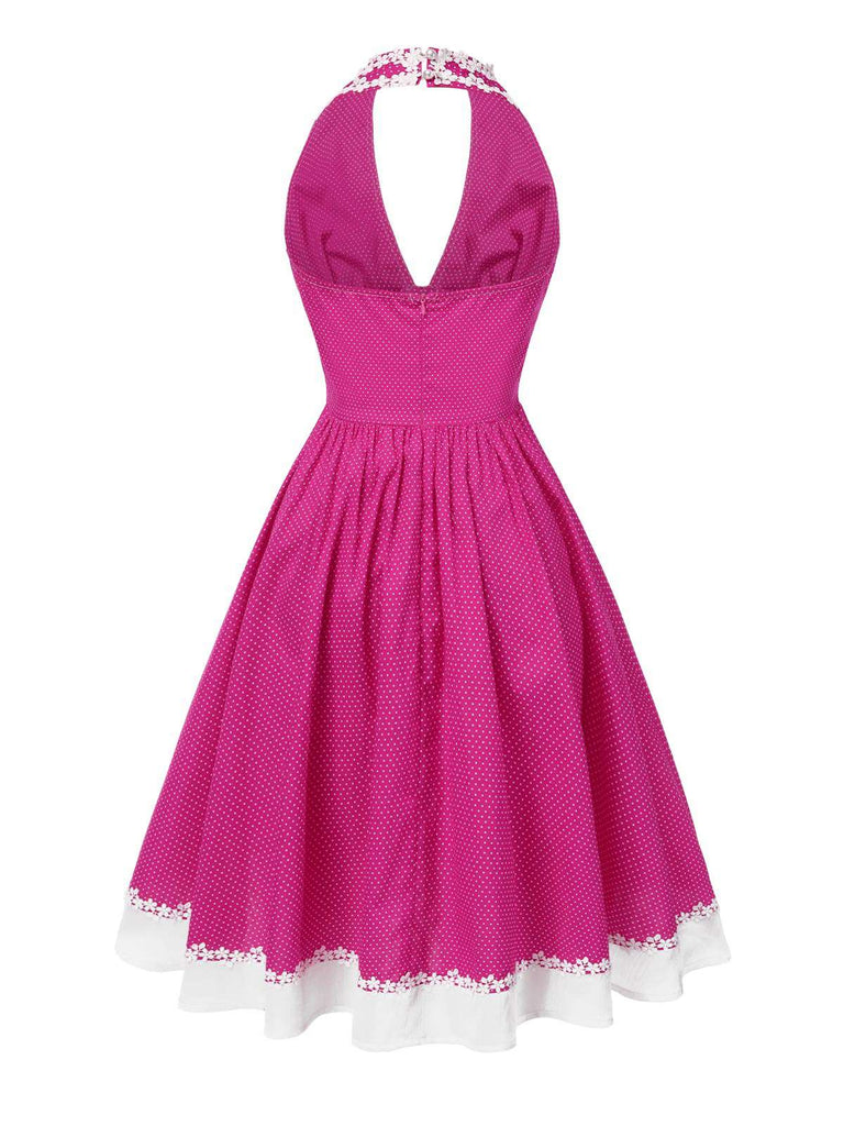 [Pre-Sale] Pink 1950s Polka Dots Halter Cotton Dress