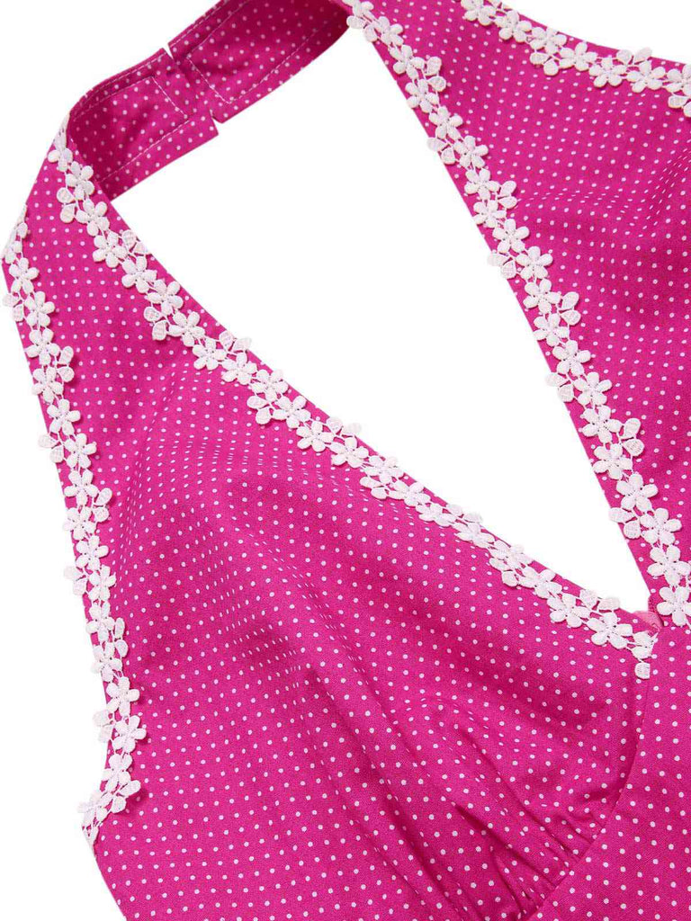 [Pre-Sale] Pink 1950s Polka Dots Halter Cotton Dress