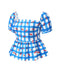 [Pre-Sale] [Plus Size] Blue 1950s Square Neck Cherry Plaid Top