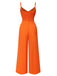 1940s Solid V-Neck Hollow-Out Bow Straps Jumpsuit