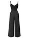 1940s Solid V-Neck Hollow-Out Bow Straps Jumpsuit