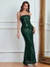 Green 1930s Spaghetti Strap Sequined Maxi Dress