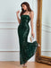 Green 1930s Spaghetti Strap Sequined Maxi Dress